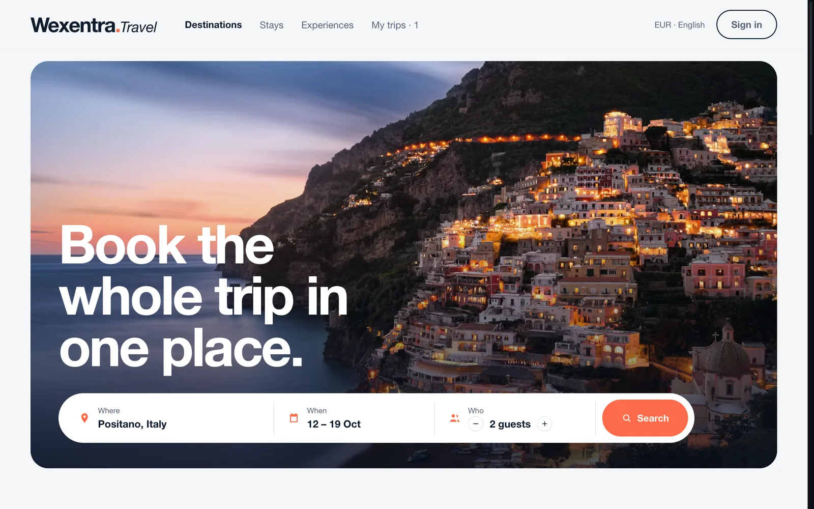 Wexentra.Travel, Travel booking